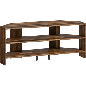 HOMCOM Corner TV Stand with 2 Open Shelves for 47 Inch TV - Rustic Brown HOMCOM Corner TV Stand with 2 Open Shelves for 47 Inch TV - Rustic Brown