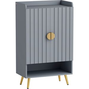 HOMCOM Modern Shoe Cabinet with 2 Doors, Open Shelf and Adjustable Shelves, 15 Pair Hallway Shoe Cupboard, Entryway Storage Unit, Light Grey HOMCOM Modern Shoe Cabinet with 2 Doors, Open Shelf and Adjustable Shelves, 15 Pair Hallway Shoe Cupboard, Entryway Storage Unit, Light Grey