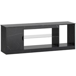 HOMCOM TV Stand Cabinet, Marble Effect TV Unit for up to 55" TVs with Glass Shelf and Storage Cabinet, Entertainment Unit for Living Room, Bedroom, Black HOMCOM TV Stand Cabinet, Marble Effect TV Unit for up to 55" TVs with Glass Shelf and Storage Cabinet, Entertainment Unit for Living Room, Bedroom, Black
