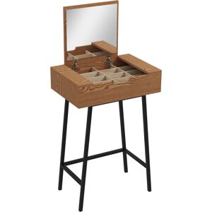 HOMCOM Vanity Desk with Flip-Up Mirror, Industrial Dressing Table with 16 Small Compartments for Bedroom, Natural Wood Effect HOMCOM Vanity Desk with Flip-Up Mirror, Industrial Dressing Table with 16 Small Compartments for Bedroom, Natural Wood Effect