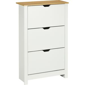 HOMCOM Slim Shoe Cabinet, Narrow Shoe Cupboard with 3 Flip Drawers, Adjustable Shelves for 18 Pairs of Shoes for Hallway, White HOMCOM Slim Shoe Cabinet, Narrow Shoe Cupboard with 3 Flip Drawers, Adjustable Shelves for 18 Pairs of Shoes for Hallway, White