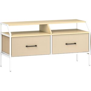 HOMCOM TV Stand Cabinet, TV Unit for 55-inch TVs with 2 Foldable Fabric Drawers, 5 Divided Side Pockets, Open Shelves, Console Table for Living Room, Bedroom, Entertainment Room, Natural Wood Finish HOMCOM TV Stand Cabinet, TV Unit for 55-inch TVs with 2 Foldable Fabric Drawers, 5 Divided Side Pockets, Open Shelves, Console Table for Living Room, Bedroom, Entertainment Room, Natural Wood Finish