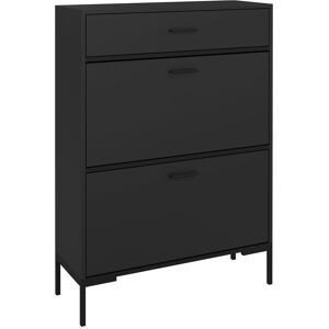 HOMCOM 3 Drawer Shoe Cabinet Cupboard with Flip Doors and Adjustable Shelf for 12 Pairs of Shoes, Narrow Shoe Storage Organiser for Hallway, Black HOMCOM 3 Drawer Shoe Cabinet Cupboard with Flip Doors and Adjustable Shelf for 12 Pairs of Shoes, Narrow Shoe Storage Organiser for Hallway, Black