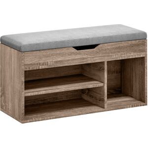 HOMCOM Shoes Cabinet Bench Hidden Storage Padded Seat Organiser Footwear Rack Hallway Grey Wood Grain HOMCOM Shoes Cabinet Bench Hidden Storage Padded Seat Organiser Footwear Rack Hallway Grey Wood Grain