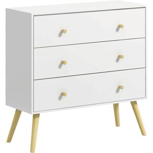 HOMCOM Chest of Drawers, 3-Drawer White Storage Organiser Unit with Wood Legs for Bedroom, Living Room HOMCOM Chest of Drawers, 3-Drawer White Storage Organiser Unit with Wood Legs for Bedroom, Living Room