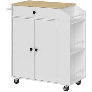 HOMCOM Rolling Kitchen Island with 3-Tier Spice Rack, Kitchen Storage Cart with Drawer and Towel Rack, White HOMCOM Rolling Kitchen Island with 3-Tier Spice Rack, Kitchen Storage Cart with Drawer and Towel Rack, White