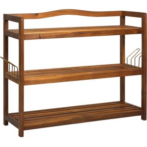 HOMCOM Acacia Wooden Shoe Rack 3-Tier with 2 Hangers, Shoe Storage Organiser for up to 12 Pairs, Entryway Living Room, Teak Aosom UK HOMCOM Acacia Wooden Shoe Rack 3-Tier with 2 Hangers, Shoe Storage Organiser for up to 12 Pairs, Entryway Living Room, Teak Aosom UK