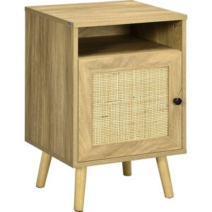 HOMCOM Bedside Table with Rattan Element, Side End Table with Shelf and Cupboard, 39cmx35cmx60cm, Natural Aosom UK HOMCOM Bedside Table with Rattan Element, Side End Table with Shelf and Cupboard, 39cmx35cmx60cm, Natural Aosom UK