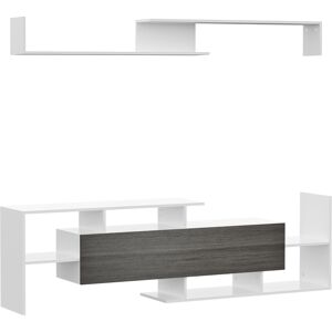 HOMCOM TV Unit w/ Storage for Wall-Mounted 65" TVs or Standing 50" TVs, TV stand set w/ a Wall Shelf & a Cabinet for Bedroom-White & Grey Aosom UK HOMCOM TV Unit w/ Storage for Wall-Mounted 65" TVs or Standing 50" TVs, TV stand set w/ a Wall Shelf & a Cabinet for Bedroom-White & Grey Aosom UK