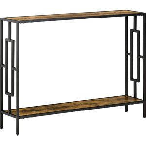 HOMCOM Industrial Console Table with Storage Shelf, Narrow Hallway Dressing Desk with Metal Frame for Living Room, Bedroom, Rustic Brown HOMCOM Industrial Console Table with Storage Shelf, Narrow Hallway Dressing Desk with Metal Frame for Living Room, Bedroom, Rustic Brown