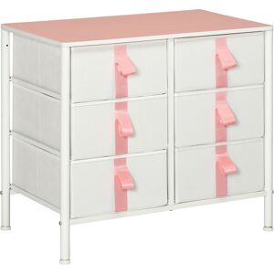 HOMCOM Storage Chest with 6 Fabric Drawers, Metal Frame Dresser with Wooden Top, Organiser for Bedroom or Nursery, Pink Aosom UK HOMCOM Storage Chest with 6 Fabric Drawers, Metal Frame Dresser with Wooden Top, Organiser for Bedroom or Nursery, Pink Aosom UK