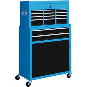 HOMCOM Portable Tool Storage Box with 6 Smooth-Glide Drawers and 1 Bottom Cabinet, Metal Tool Chest on Wheels, Blue Aosom UK HOMCOM Portable Tool Storage Box with 6 Smooth-Glide Drawers and 1 Bottom Cabinet, Metal Tool Chest on Wheels, Blue Aosom UK