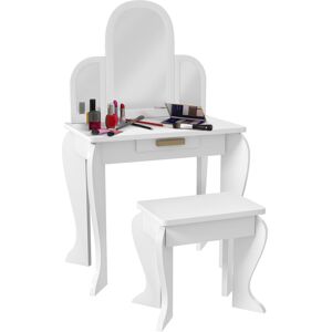 HOMCOM Kids Dressing Table Set, with Mirror and Drawer - White HOMCOM Kids Dressing Table Set, with Mirror and Drawer - White