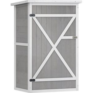 Outsunny Wooden Garden Storage Shed Fir Wood Tool Cabinet Organiser with Shelves 75L x 56W x115Hcm Grey Aosom UK Outsunny Wooden Garden Storage Shed Fir Wood Tool Cabinet Organiser with Shelves 75L x 56W x115Hcm Grey Aosom UK