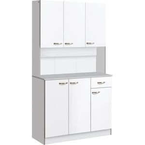HOMCOM Kitchen Cupboard, Freestanding Kitchen Storage Cabinet with 6 Doors, Drawer, Adjustable Shelves and Open Countertop for Dining Room, White HOMCOM Kitchen Cupboard, Freestanding Kitchen Storage Cabinet with 6 Doors, Drawer, Adjustable Shelves and Open Countertop for Dining Room, White