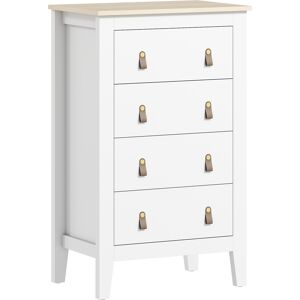 HOMCOM Bedroom Chest of Drawers, Modern 4 Drawer Dresser Cabinet with PU Leather Handles and Metal Runners for Living Room, Hallway, Entryway, White HOMCOM Bedroom Chest of Drawers, Modern 4 Drawer Dresser Cabinet with PU Leather Handles and Metal Runners for Living Room, Hallway, Entryway, White