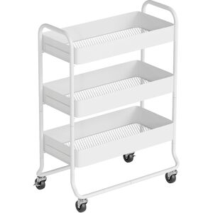 HOMCOM 3-Tier Storage Trolley on Wheels, Rolling Utility Cart with Mesh Backets for Kitchen, Bathroom, Bedroom, White HOMCOM 3-Tier Storage Trolley on Wheels, Rolling Utility Cart with Mesh Backets for Kitchen, Bathroom, Bedroom, White