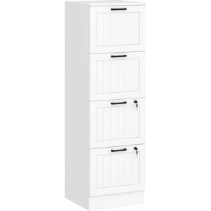 HOMCOM 4 Drawer Filing Cabinet with Lock, Office Storage Cabinet with Adjustable Hanging Bars for A4 Letter Size Files, White HOMCOM 4 Drawer Filing Cabinet with Lock, Office Storage Cabinet with Adjustable Hanging Bars for A4 Letter Size Files, White