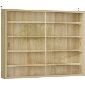 HOMCOM 5-Tier Wall Display Shelf Unit Cabinet w/ 4 Adjustable Shelves Glass Doors Home Office Ornaments 60x80cm Oak Aosom UK HOMCOM 5-Tier Wall Display Shelf Unit Cabinet w/ 4 Adjustable Shelves Glass Doors Home Office Ornaments 60x80cm Oak Aosom UK