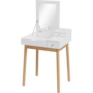 HOMCOM MDF,Pine Dressing Table Desk Flip-up Mirror Multi-purpose 2 Drawers Modern - White HOMCOM MDF,Pine Dressing Table Desk Flip-up Mirror Multi-purpose 2 Drawers Modern - White