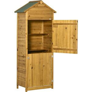 Outsunny Wooden Garden Storage Shed Utility Gardener Cabinet w/ 3 Shelves and 2 Door, 191.5cm x 79cm x 49cm, Natural Wood Effect Outsunny Wooden Garden Storage Shed Utility Gardener Cabinet w/ 3 Shelves and 2 Door, 191.5cm x 79cm x 49cm, Natural Wood Effect