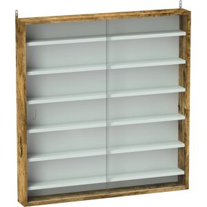 HOMCOM 7-Tier Wall Display Shelf Unit Cabinet w/ 6 Adjustable Shelves Glass Doors Home Office Ornaments 83x80cm, Rustic Brown HOMCOM 7-Tier Wall Display Shelf Unit Cabinet w/ 6 Adjustable Shelves Glass Doors Home Office Ornaments 83x80cm, Rustic Brown
