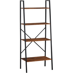 HOMCOM 4-Tier Vintage Ladder Shelf Bookcase Wood Storage Rack Stand Plants Display Black brown Aosom UK HOMCOM 4-Tier Vintage Ladder Shelf Bookcase Wood Storage Rack Stand Plants Display Black brown Aosom UK