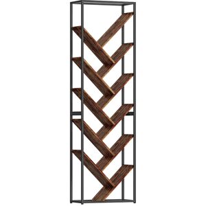 HOMCOM 10 Shelf Industrial-Style Bookshelf - Black/Brown HOMCOM 10 Shelf Industrial-Style Bookshelf - Black/Brown