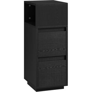 HOMCOM Slim Bedside Table, Narrow Bedside Cabinet with Open Shelf and 2 Drawers for Bedroom, Living Room, Black HOMCOM Slim Bedside Table, Narrow Bedside Cabinet with Open Shelf and 2 Drawers for Bedroom, Living Room, Black