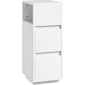 HOMCOM Slim Bedside Table, Narrow Bedside Cabinet with Open Shelf and 2 Drawers for Bedroom, Living Room, White HOMCOM Slim Bedside Table, Narrow Bedside Cabinet with Open Shelf and 2 Drawers for Bedroom, Living Room, White