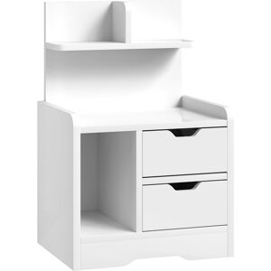 HOMCOM Bedside Table with 2 Drawers and Open Shelves - High Gloss White HOMCOM Bedside Table with 2 Drawers and Open Shelves - High Gloss White