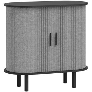 HOMCOM Tambour Sideboard with Fluted Sliding Doors, Modern Kitchen Cupboard with Storage Shelves and Wooden Legs, Grey HOMCOM Tambour Sideboard with Fluted Sliding Doors, Modern Kitchen Cupboard with Storage Shelves and Wooden Legs, Grey