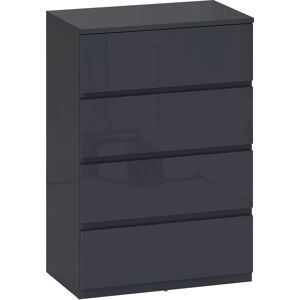 HOMCOM High Gloss Chest of Drawers, 4-Drawer Storage Cabinets, Modern Dresser for Bedroom, Grey HOMCOM High Gloss Chest of Drawers, 4-Drawer Storage Cabinets, Modern Dresser for Bedroom, Grey
