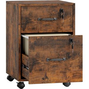 HOMCOM Rolling File Cabinet with 2 Drawers, Mobile Filing Cabinet with Hanging File Folder for Letter Sized Documents, Rustic Brown HOMCOM Rolling File Cabinet with 2 Drawers, Mobile Filing Cabinet with Hanging File Folder for Letter Sized Documents, Rustic Brown