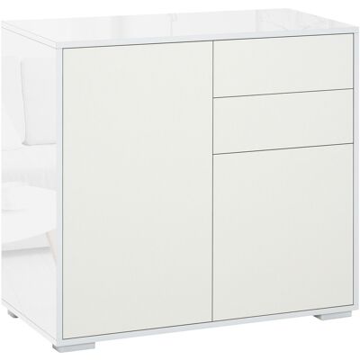 HOMCOM Push-Open Cabinet with 2 Drawer 2 Door Storage Cabinet for Home Office White HOMCOM Push-Open Cabinet with 2 Drawer 2 Door Storage Cabinet for Home Office White