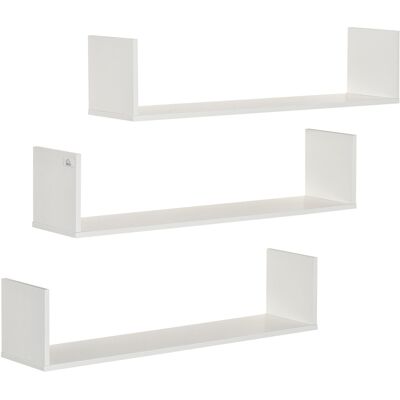 HOMCOM Set of 3 Wooden U-Shaped Floating Shelves Set Wall Mounted Hanging Bookshelf CD DVD Storage Display for Bedroom Living Room, White Aosom UK HOMCOM Set of 3 Wooden U-Shaped Floating Shelves Set Wall Mounted Hanging Bookshelf CD DVD Storage Display for Bedroom Living Room, White Aosom UK