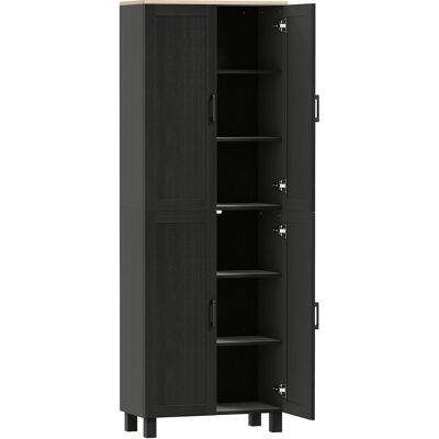 HOMCOM Freestanding Kitchen Cupboard, 4-Door Storage Cabinet with Adjustable Shelves, Modern Kitchen Pantry for Dining Room, 170cm, Black HOMCOM Freestanding Kitchen Cupboard, 4-Door Storage Cabinet with Adjustable Shelves, Modern Kitchen Pantry for Dining Room, 170cm, Black