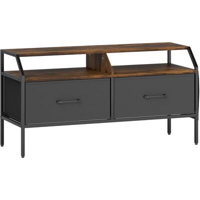 HOMCOM TV Stand Cabinet, TV Unit for 55-inch TVs with 2 Foldable Fabric Drawers, 5 Divided Side Pockets, Open Shelves, Console Table for Living Room, Bedroom, Entertainment Room, Rustic Brown HOMCOM TV Stand Cabinet, TV Unit for 55-inch TVs with 2 Foldable Fabric Drawers, 5 Divided Side Pockets, Open Shelves, Console Table for Living Room, Bedroom, Entertainment Room, Rustic Brown
