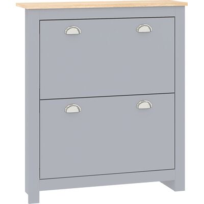 HOMCOM 2-Drawer Shoe Cabinet with Flip Doors, Narrow Wooden Storage Organizer, Adjustable Shelf for 6-12 Pairs, Hallway Storage, Grey Aosom UK HOMCOM 2-Drawer Shoe Cabinet with Flip Doors, Narrow Wooden Storage Organizer, Adjustable Shelf for 6-12 Pairs, Hallway Storage, Grey Aosom UK