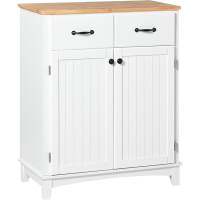 HOMCOM Modern Organising Kitchen Cupboard, Wooden Storage Cabinet w/ 2 Drawers for Living & Dining Room, White Aosom UK HOMCOM Modern Organising Kitchen Cupboard, Wooden Storage Cabinet w/ 2 Drawers for Living & Dining Room, White Aosom UK