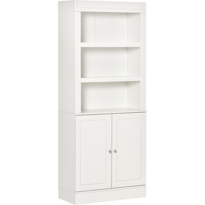 HOMCOM Kitchen Storage Cabinets with 6-tier Shelving, Kitchen Cupboard, Kitchen Larder with 3 Open Compartments and Double-door, White Aosom UK HOMCOM Kitchen Storage Cabinets with 6-tier Shelving, Kitchen Cupboard, Kitchen Larder with 3 Open Compartments and Double-door, White Aosom UK