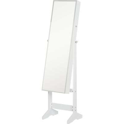 HOMCOM - Jewelry Cabinet Standing Mirror - White - Lockable - Full Length Mirror - Jewelry Cabinet HOMCOM - Jewelry Cabinet Standing Mirror - White - Lockable - Full Length Mirror - Jewelry Cabinet