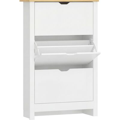 HOMCOM Slim Shoe Cabinet, Narrow Shoe Cupboard with 3 Flip Drawers, Adjustable Shelves for 18 Pairs of Shoes for Hallway, White HOMCOM Slim Shoe Cabinet, Narrow Shoe Cupboard with 3 Flip Drawers, Adjustable Shelves for 18 Pairs of Shoes for Hallway, White