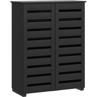 HOMCOM Narrow Shoe Cabinet for Entryway, 5-Tier Slim Shoe Storage Cabinet with 2 Slatted Doors and Adjustable Shelves HOMCOM Narrow Shoe Cabinet for Entryway, 5-Tier Slim Shoe Storage Cabinet with 2 Slatted Doors and Adjustable Shelves