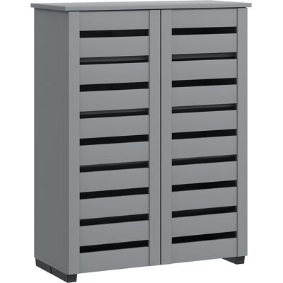 HOMCOM Narrow Shoe Cabinet for Entryway, Slim 5-Tier Shoe Storage Cupboard with Slatted Doors & Adjustable Shelves, Grey Aosom UK HOMCOM Narrow Shoe Cabinet for Entryway, Slim 5-Tier Shoe Storage Cupboard with Slatted Doors & Adjustable Shelves, Grey Aosom UK