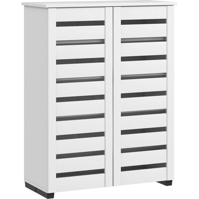 HOMCOM Narrow Shoe Cabinet for Entryway, 5-Tier Slim Shoe Storage Cabinet with 2 Slatted Doors and Adjustable Shelves HOMCOM Narrow Shoe Cabinet for Entryway, 5-Tier Slim Shoe Storage Cabinet with 2 Slatted Doors and Adjustable Shelves