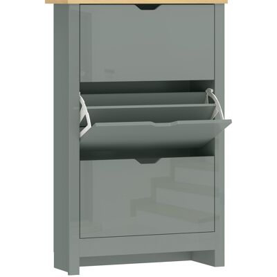 HOMCOM Slim Shoe Cabinet, Narrow Shoe Cupboard with 3 Flip Drawers, Adjustable Shelves for 18 Pairs of Shoes, Light Grey HOMCOM Slim Shoe Cabinet, Narrow Shoe Cupboard with 3 Flip Drawers, Adjustable Shelves for 18 Pairs of Shoes, Light Grey