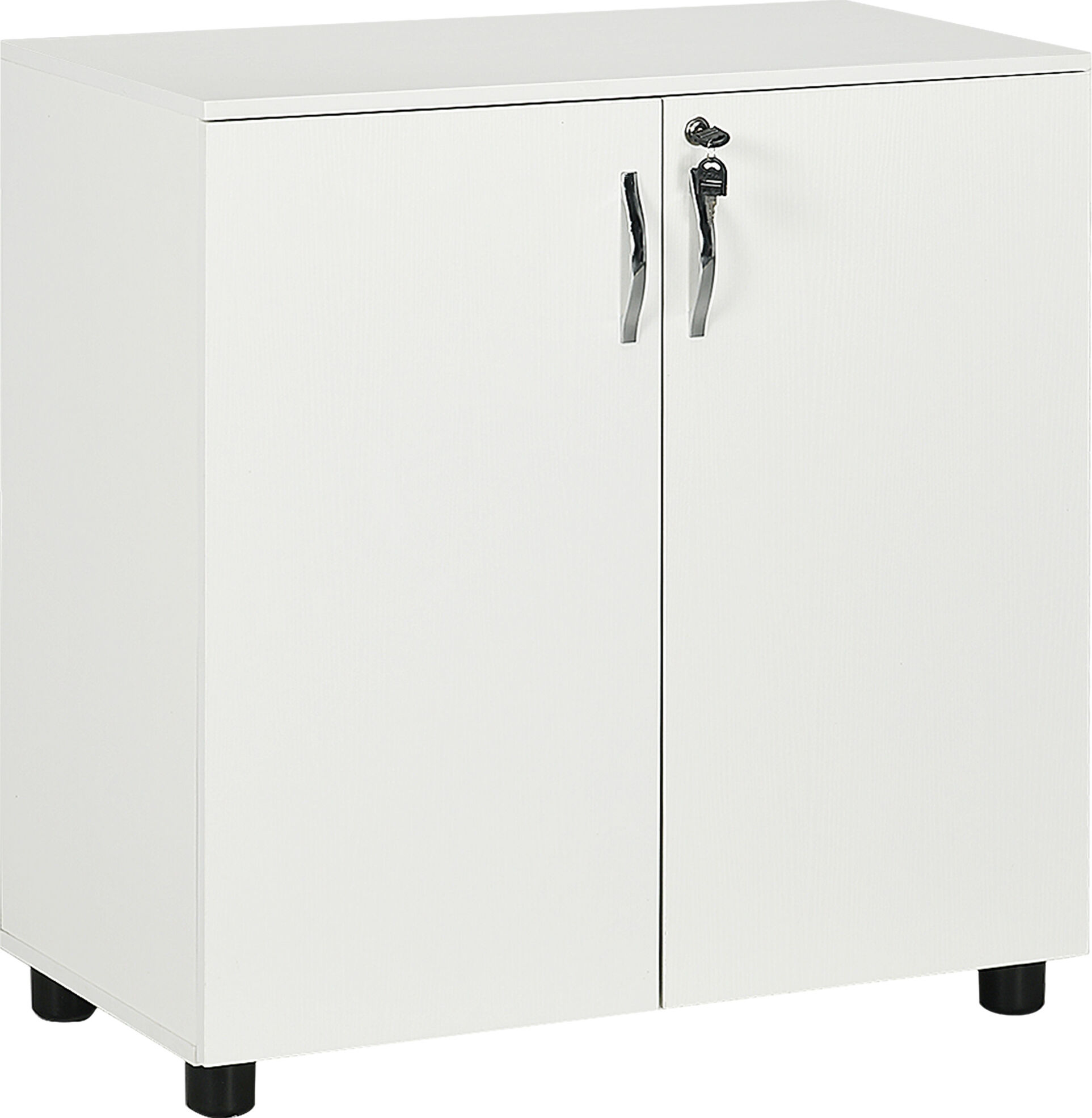 Vinsetto 2-Tier Locking Office Storage Cabinet File Organisation w/ Feet Melamine Coating Aluminium Handles 2 Keys Stylish White Aosom UK