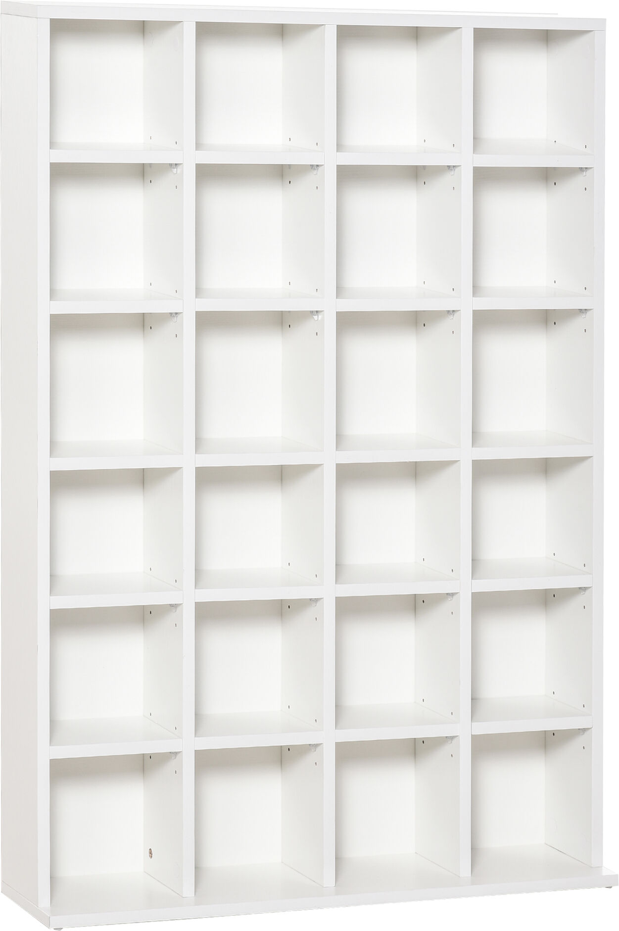 HOMCOM 480 CD / 312 DVD Storage Shelf Rack Media Storage Unit Shelves Racks Wooden Bookcase Display Unit with 4 Adjustable Shelves White Aosom UK