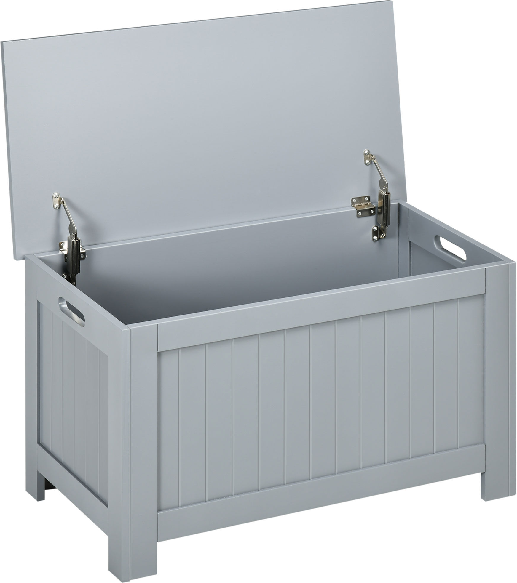 HOMCOM Large Storage Box Toy Chest Cabinet Container Unit Organizer with Lid & Safety Hinges, Grey Aosom UK